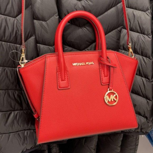 Michael Kors Avril Small Leather Top-Zip Satchel Color Flame - Picture 1 of 16
